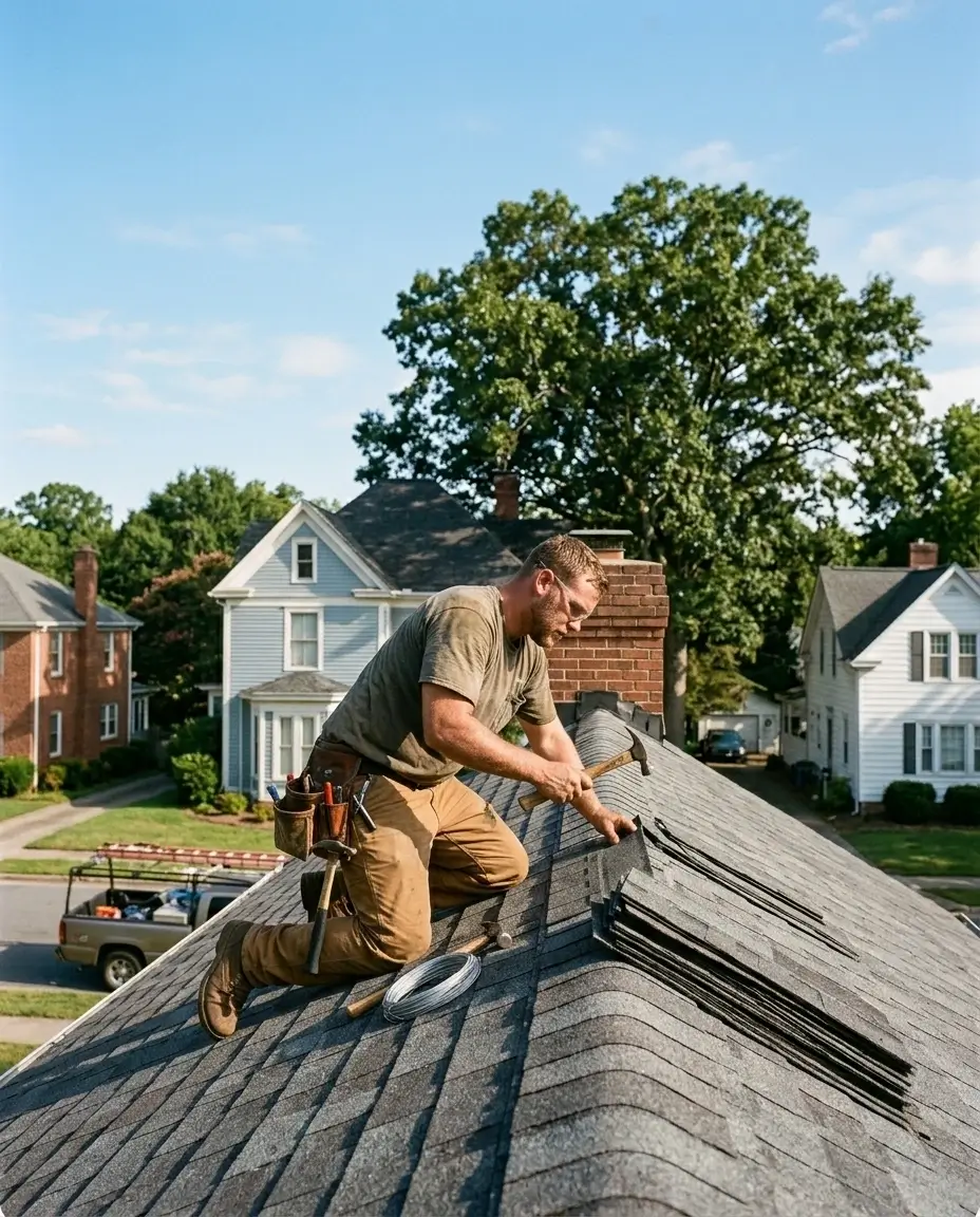 Roof leak and shingle repair service in Durham NC